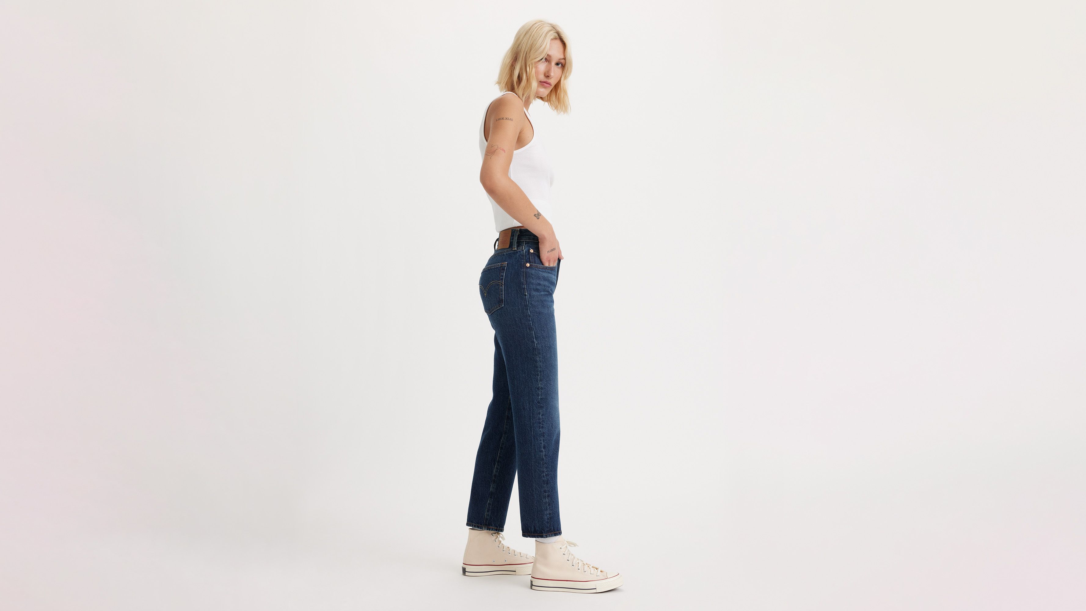 Jean 501® Crop Levi's® - Up We Go No Destructed - Bleu
