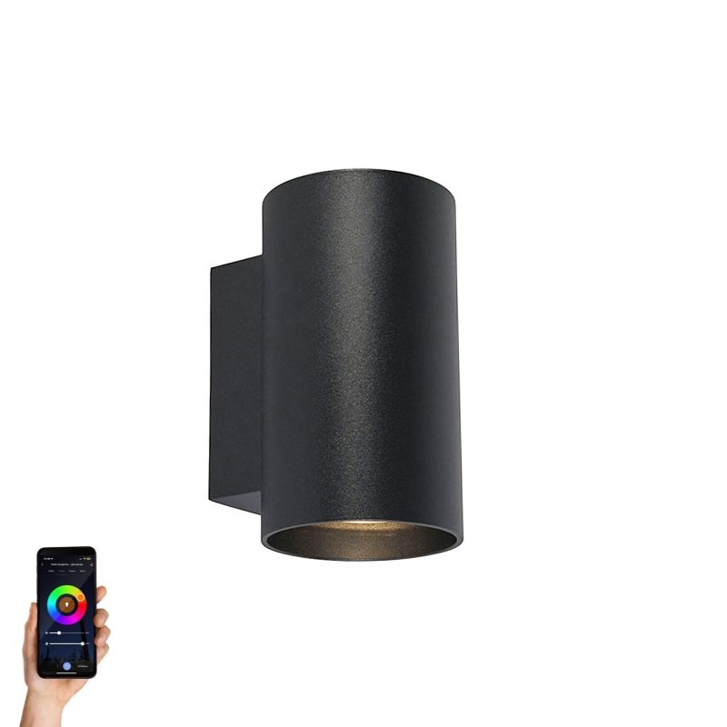 Smart design wandlamp zwart incl. 2 Wifi GU10 - Sandy