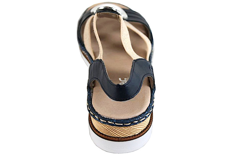 RIEKER SANDAL I NAVYBLÅ KUNSTSKIND PÅ KILEHÆL