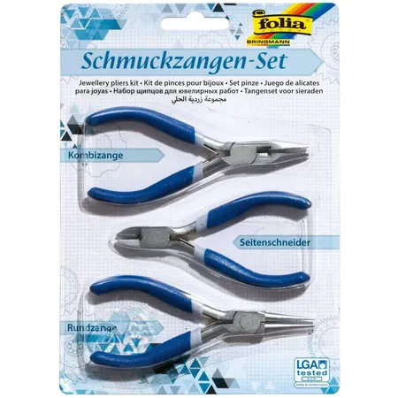 Folia Schmuckzangen Set, 3 teilig, Kombizange, Seitenschneider und Rundzange
