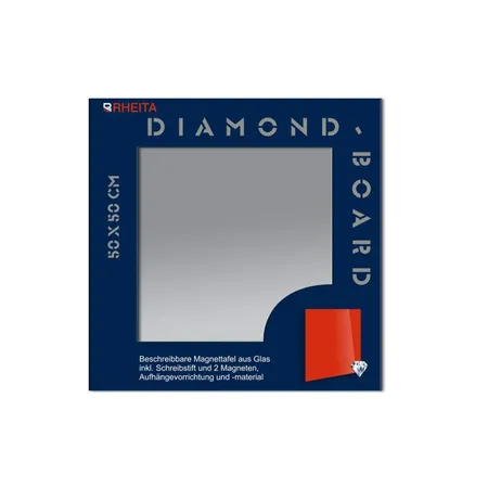 Rheita Glas Magnettafel incl. Magnete + Stift, 50 x 50 cm, silber