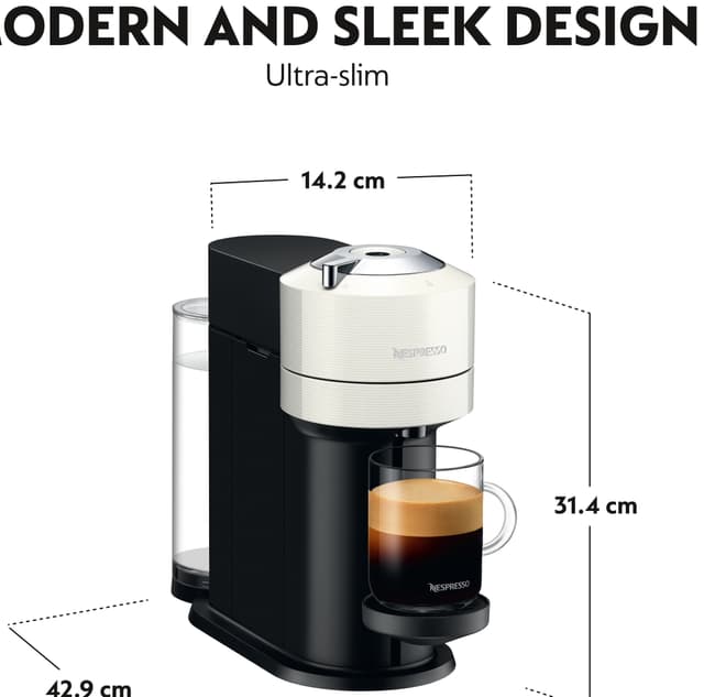 NESPRESSO® Vertuo Next kaffemaskine fra DeLonghi, Hvid