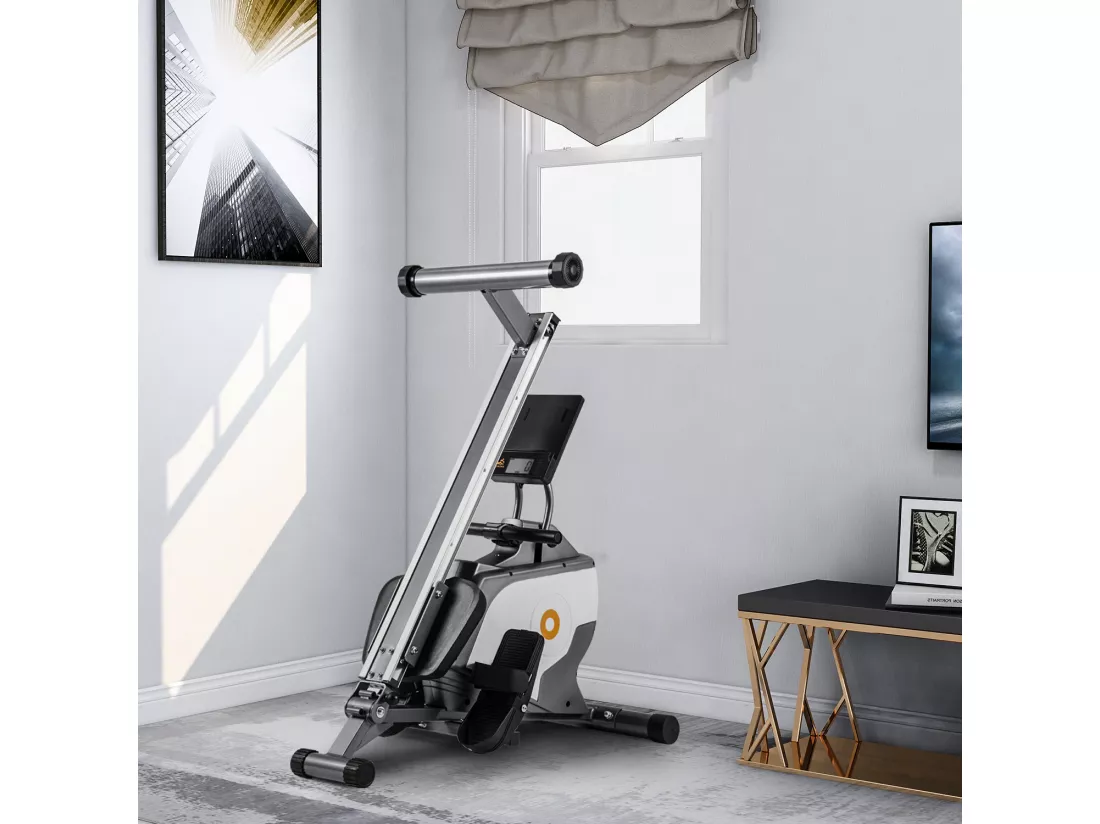 Rameur à résistance magnétique avec écran LCD, 8 niveaux de résistance, silencieux et lisse, max 120kg, 190x51x85cm