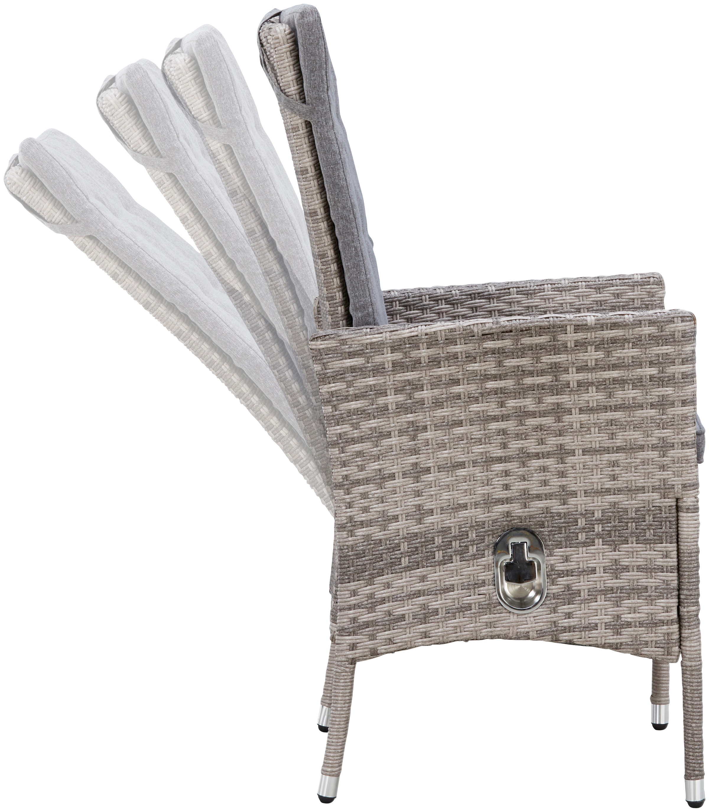 KONIFERA Garten-Essgruppe »Belluno« 10x Sessel, 1x AZ-Tisch 179-300x73/89cm, inkl. Auflagen, Polyrattan, 21 Stk. tlg. 2 der 10 Sessel stufenlos verstellbar, Tischplatte aus Sicherheitsglas