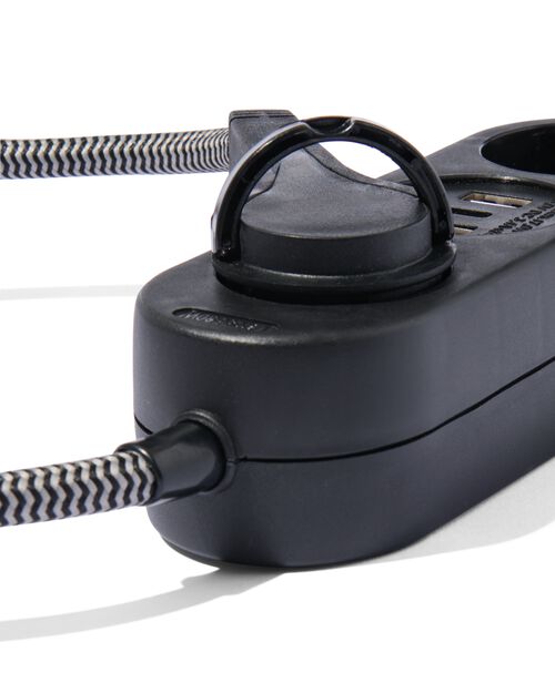 bloc multiprise 2 prises avec USB 1,5m noir