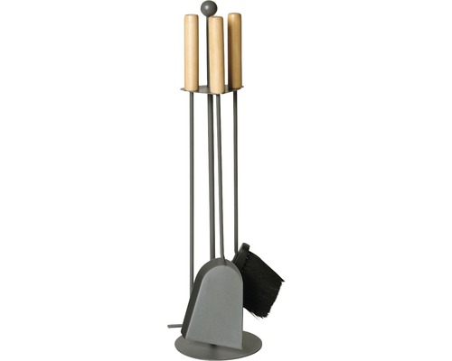 Haardgereedschapset, antraciet, 3-delig