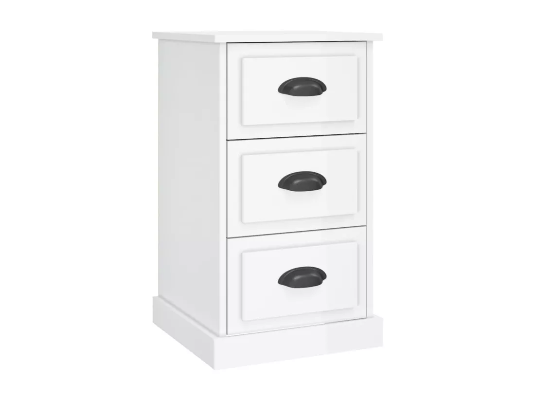 Table de chevet blanc brillant 39x39x67 cm bois d’ingénierie
