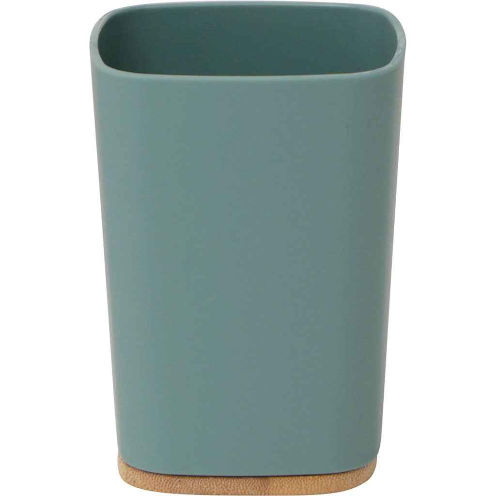 Gobelet salle de bain rubber bambou sauge  7.5x10.5x7.5cm
