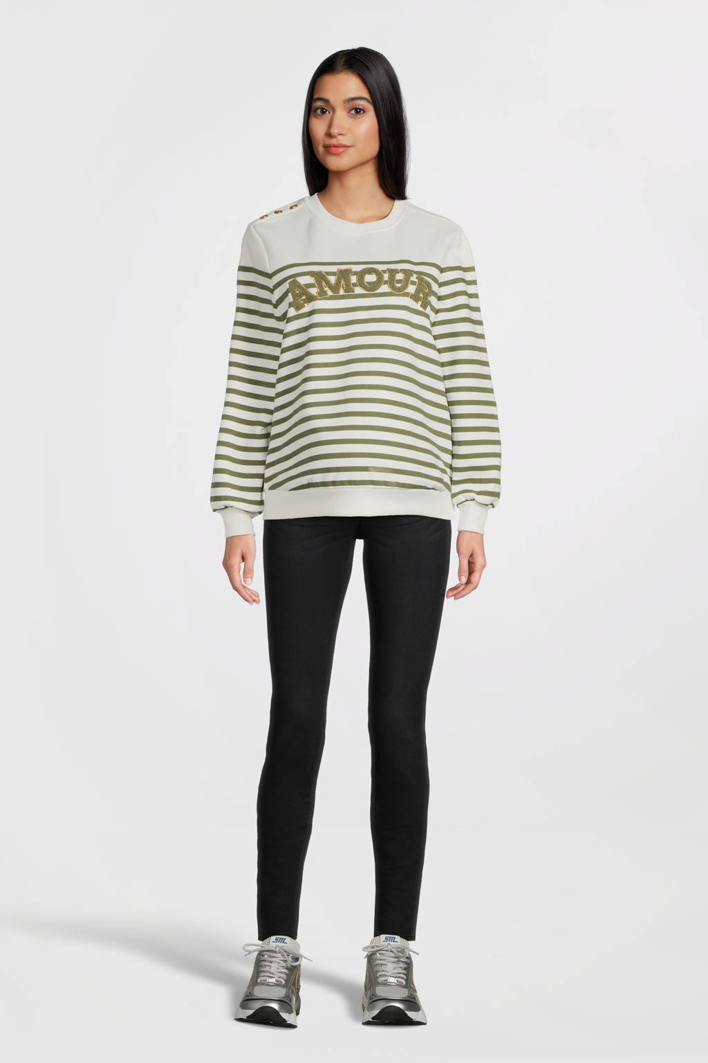 ONLY MATERNITY zwangerschapssweater groen/wit