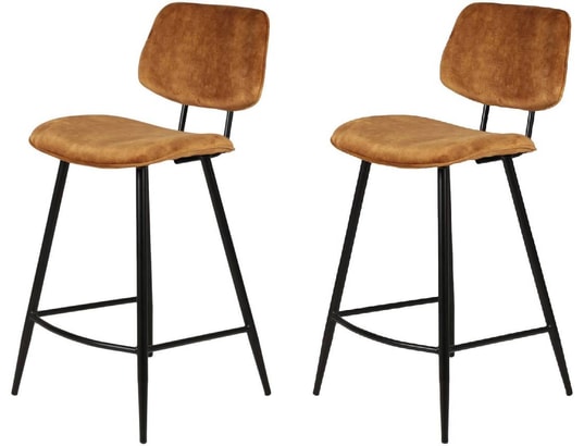 PRO LIVING - Tabouret de bar Lot de 2 T. Lizzy ocre velours (plan)