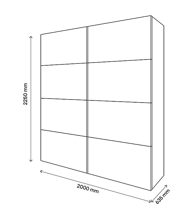 Armoire penderie portes coulissantes blanches brillantes et anthracite brillant GoodHome Atomia H. 225 x L. 200 x P. 63,5 cm