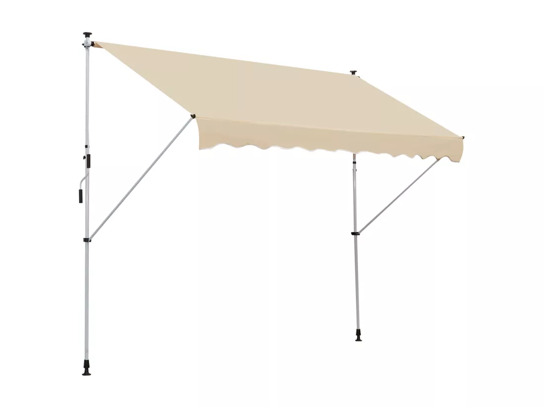 Store banne manuel rétractable 3L x 1,5l m inclinaison et hauteur réglable installation rapide métal alu polyester anti-UV beige