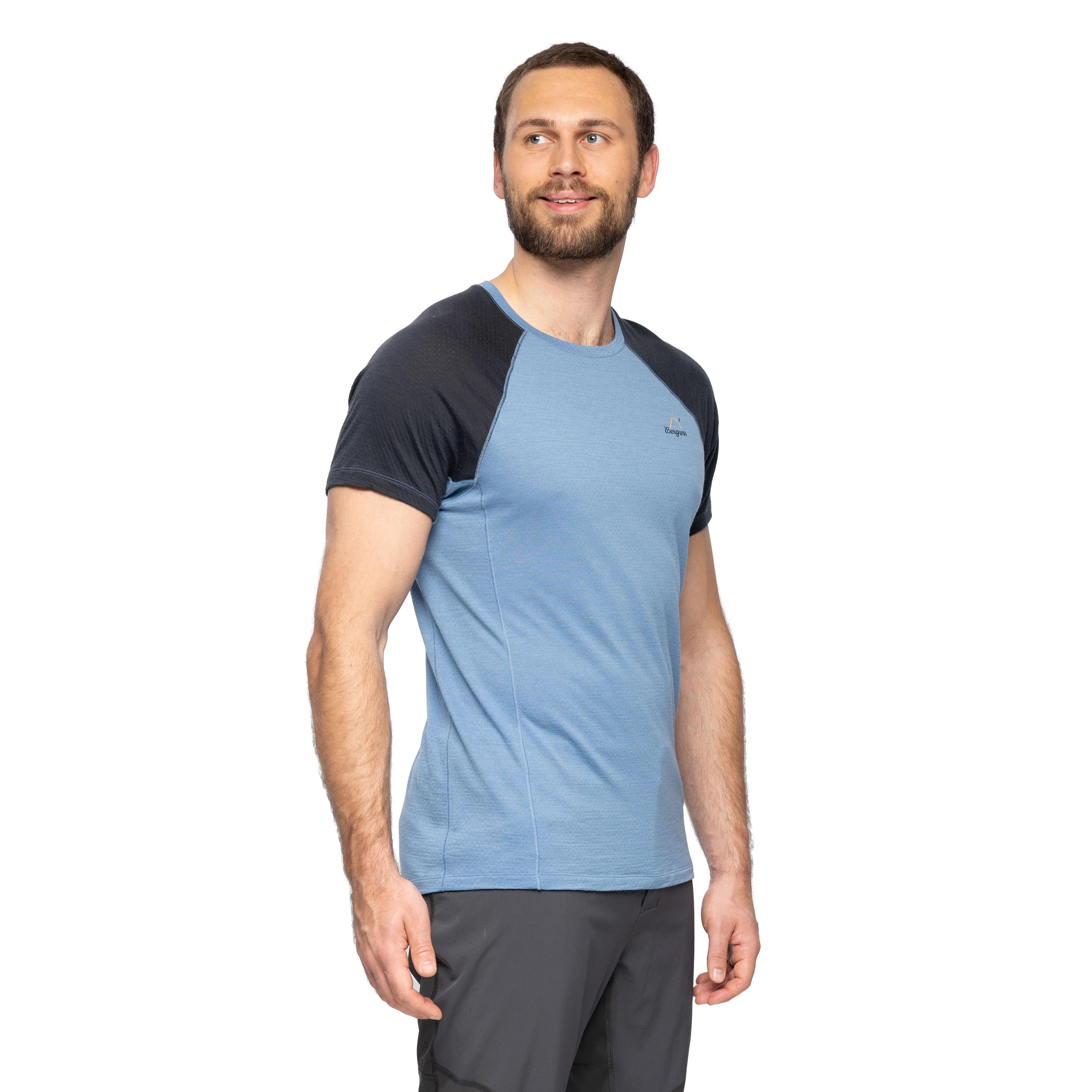 Y LightLine Merino Tee Men Elemental Blue / Dark Shadow Grey