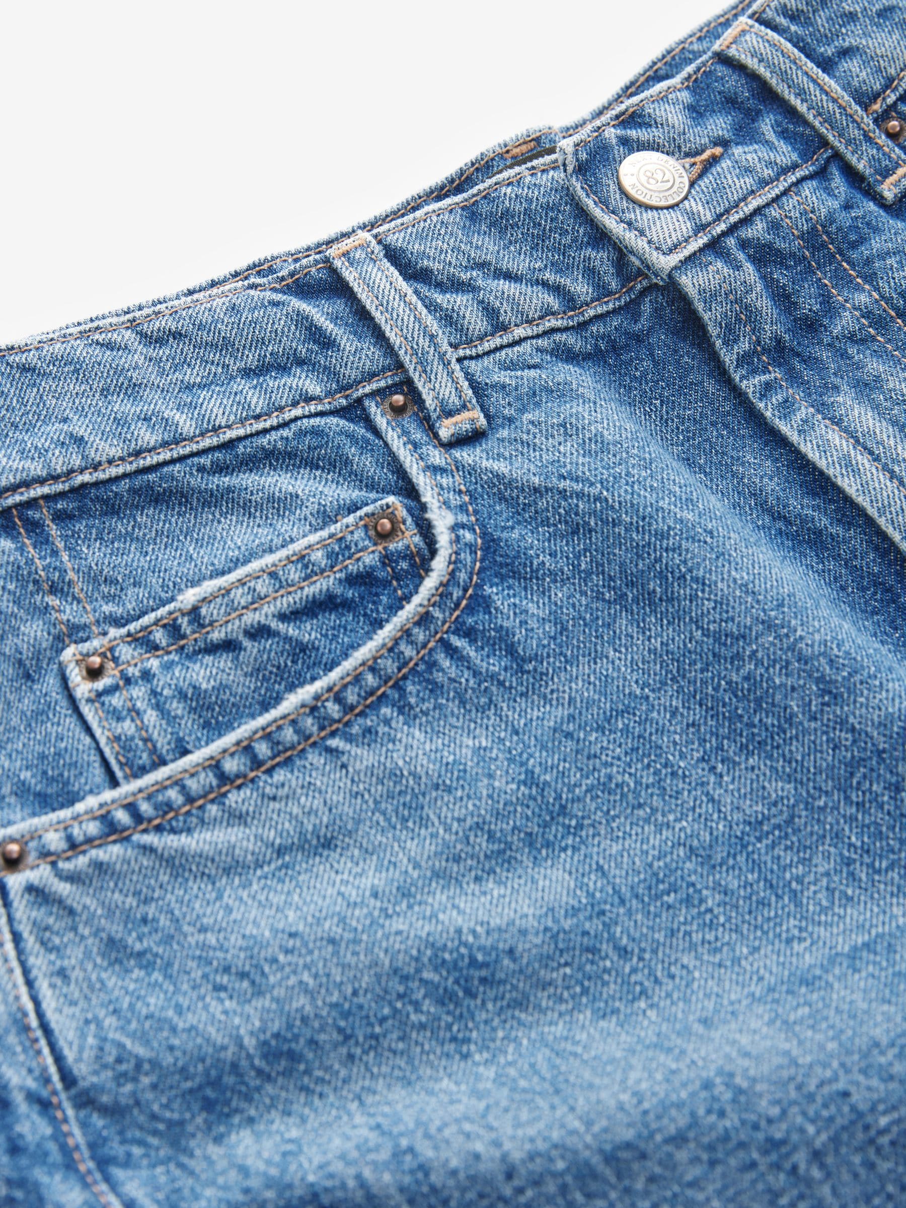 Donkerblauw - Barrel jeans met dartdetail