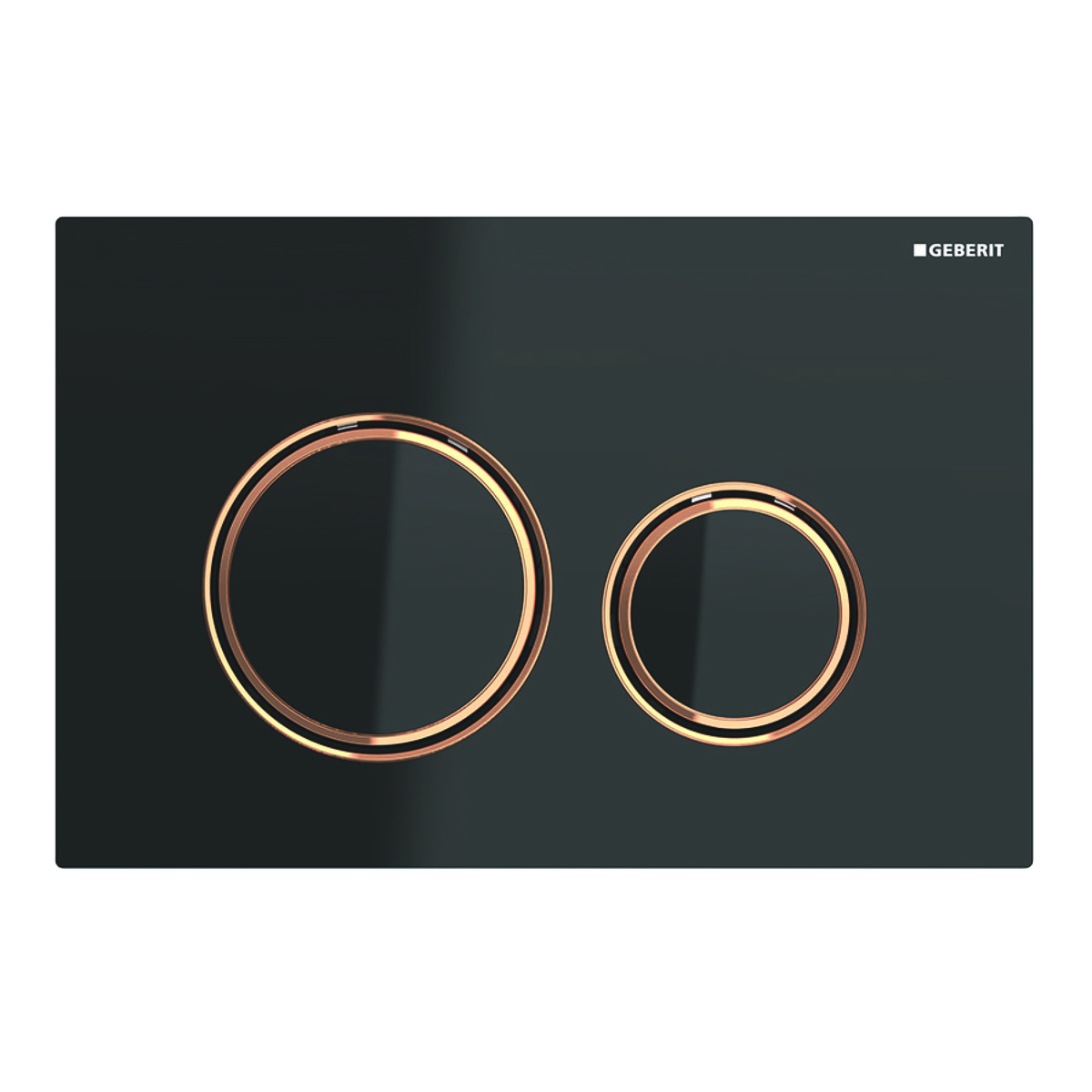 Geberit Sigma 50 drukplaat glans zwart met rose-gouden knoprand