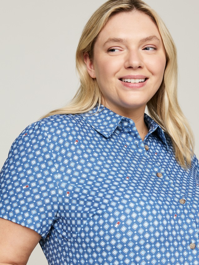 Tommy Hilfiger Curve Hemdblusenkleid »CRV FOULARD PLEATED SHIRTDRESS« Grosse Grössen