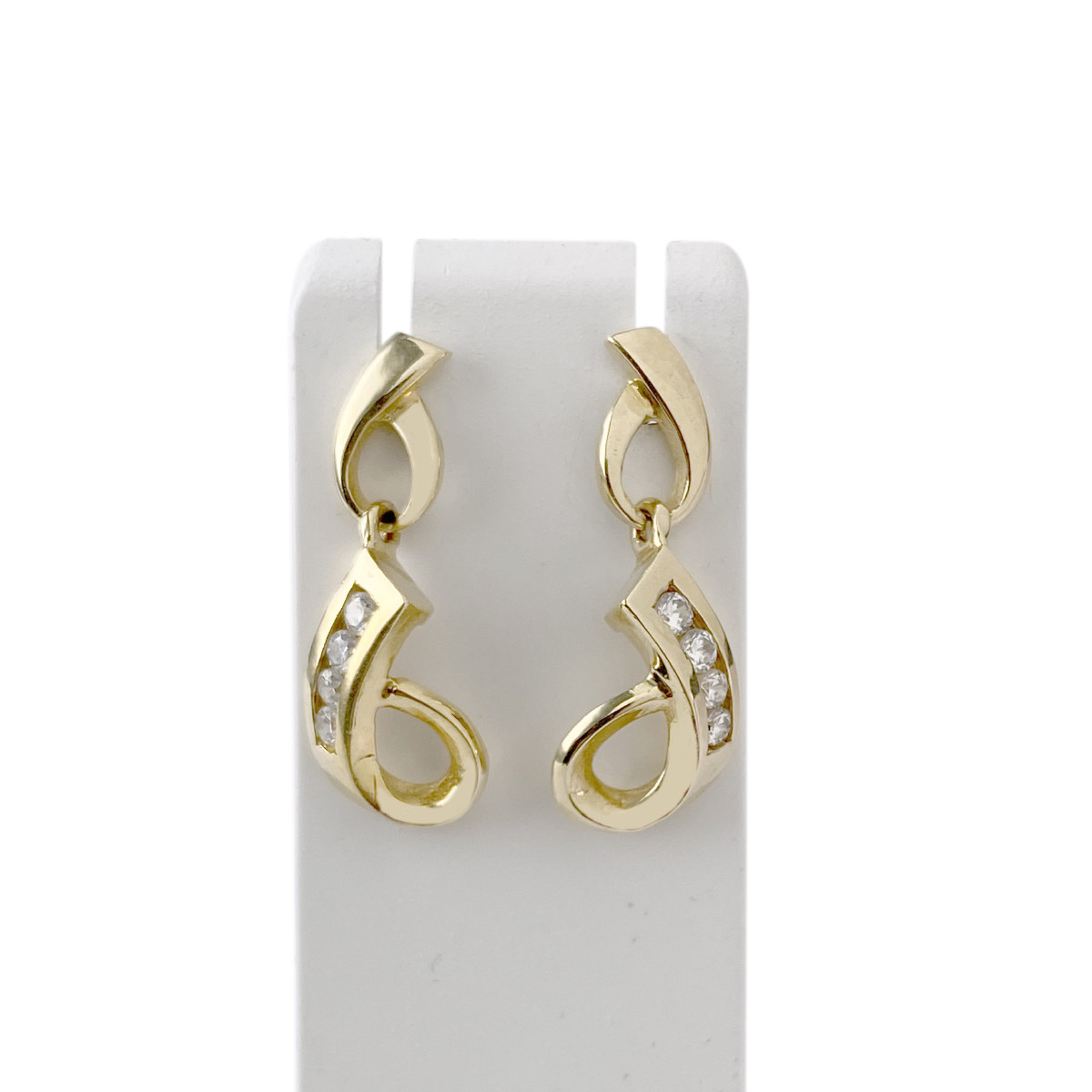 Boucles d'oreilles d'occasion or 750 jaune zirconias