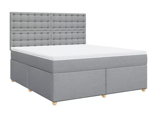 Sommier à lattes de lit avec matelas Gris clair 180x200cm Tissu