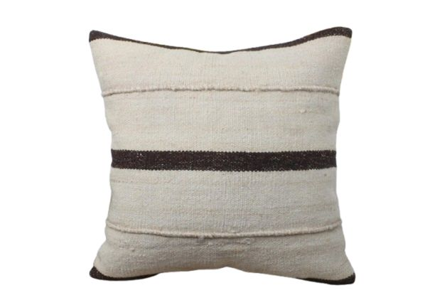 Kussen Kelim Vintage natural brown stripe 50x50