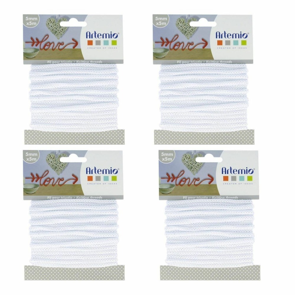 4 fils à tricotin 5 mm x 5 m - blanc