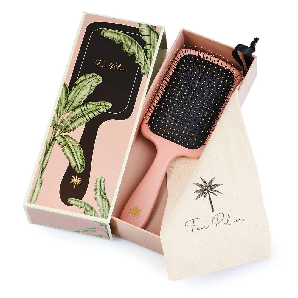 Fan Palm  Large Paddle Wet hårbørste, Wet Bloom - Gloss Rose w/Glitter