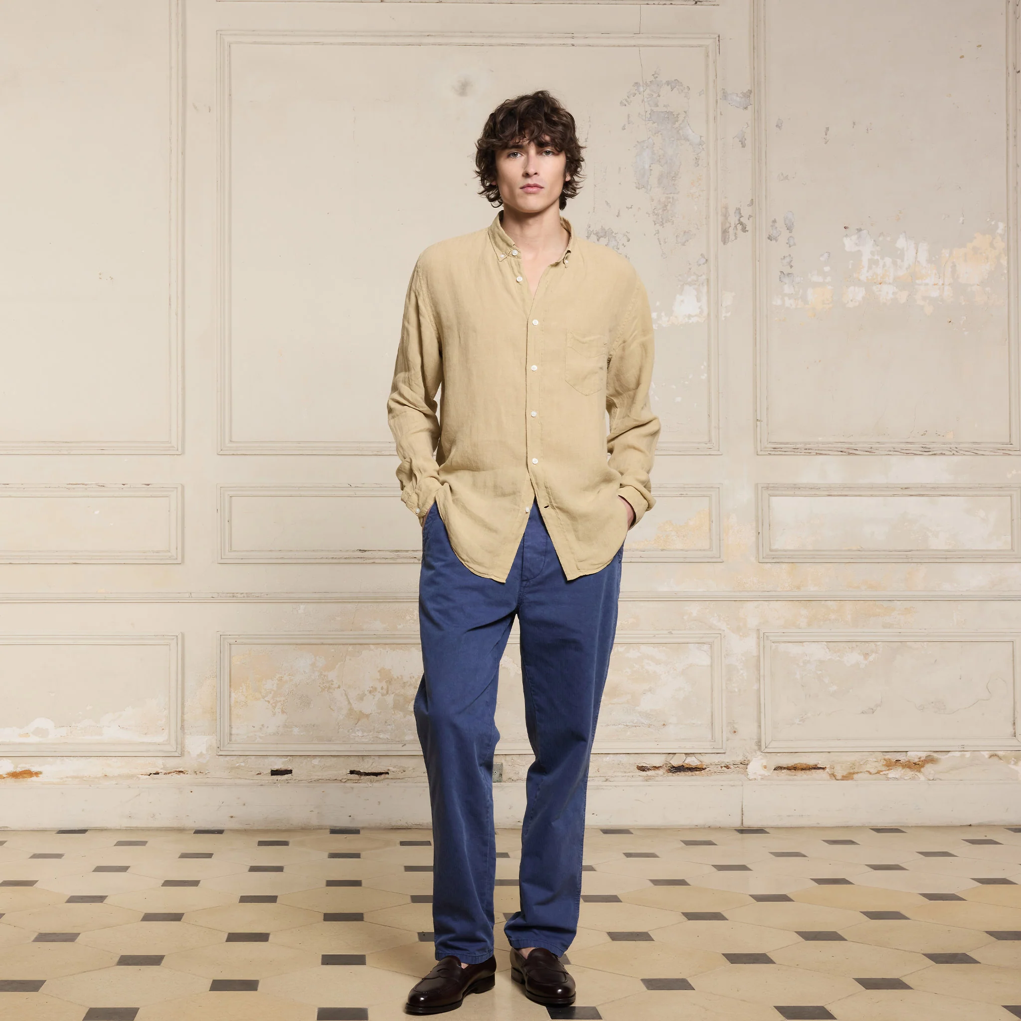Beige linen shirt