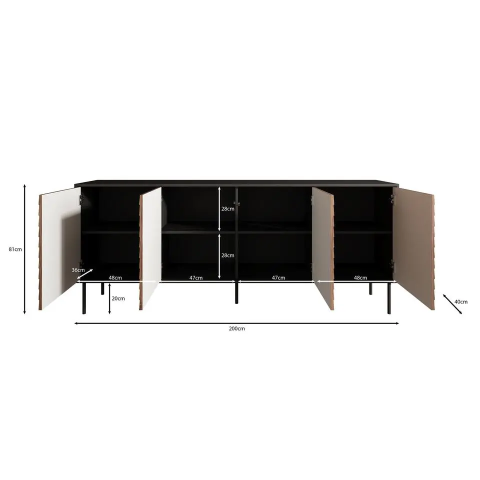 Meubella - Dressoir Cordoba - Eiken - 200 cm