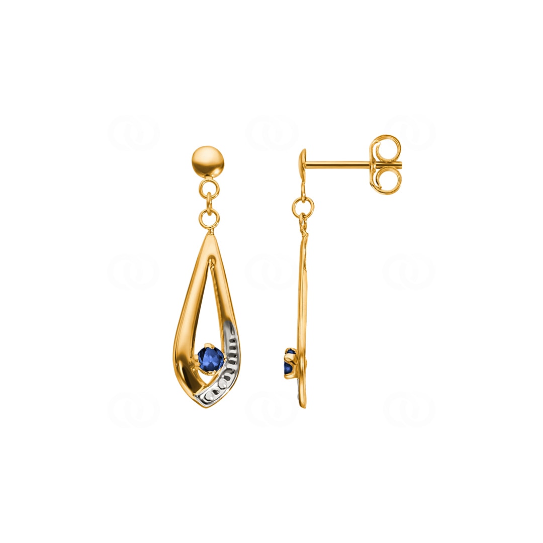 Ohrhänger 750/18 K Gelbgold mit Saphir 0.19ct.