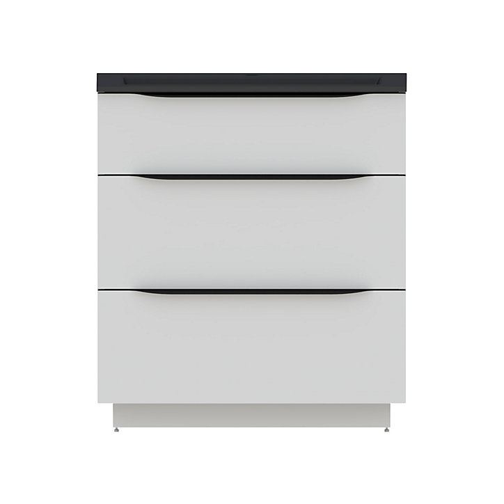 Meuble sous vasque à poser Pamili blanc mat 80 cm + plan vasque en résine noir