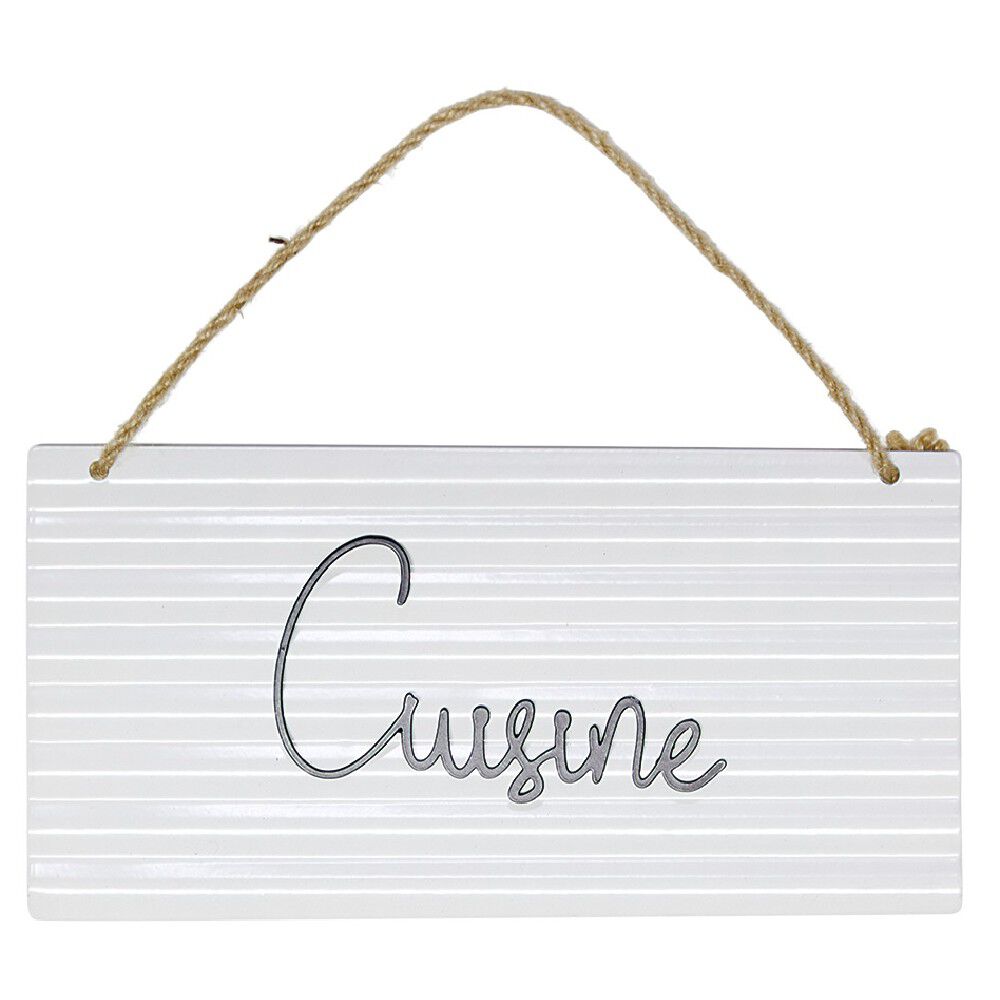 Pancarte décorative pièces de la maison en métal blanc