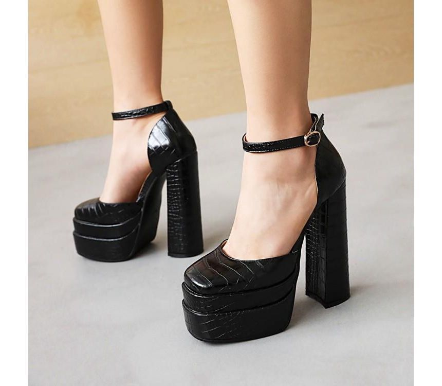 JY Shoes - Platform Corc Grain Pumps