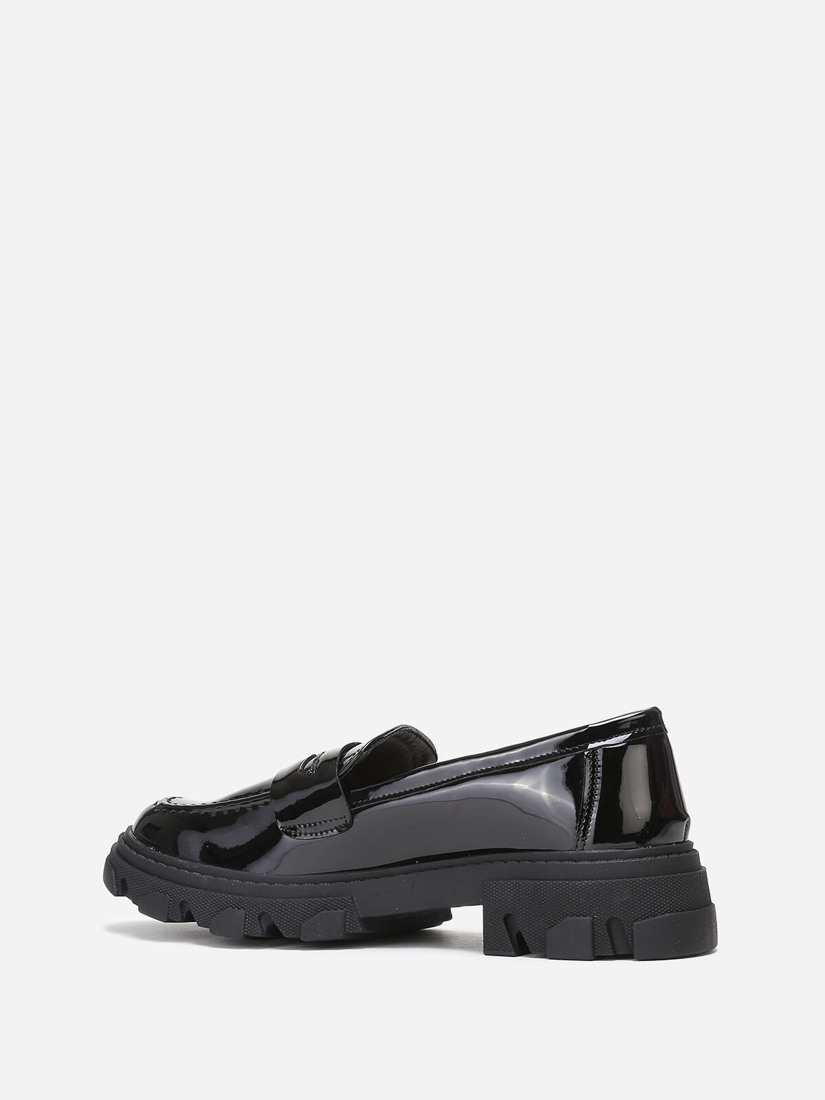 mocassins crantés en simili verni- Noir
