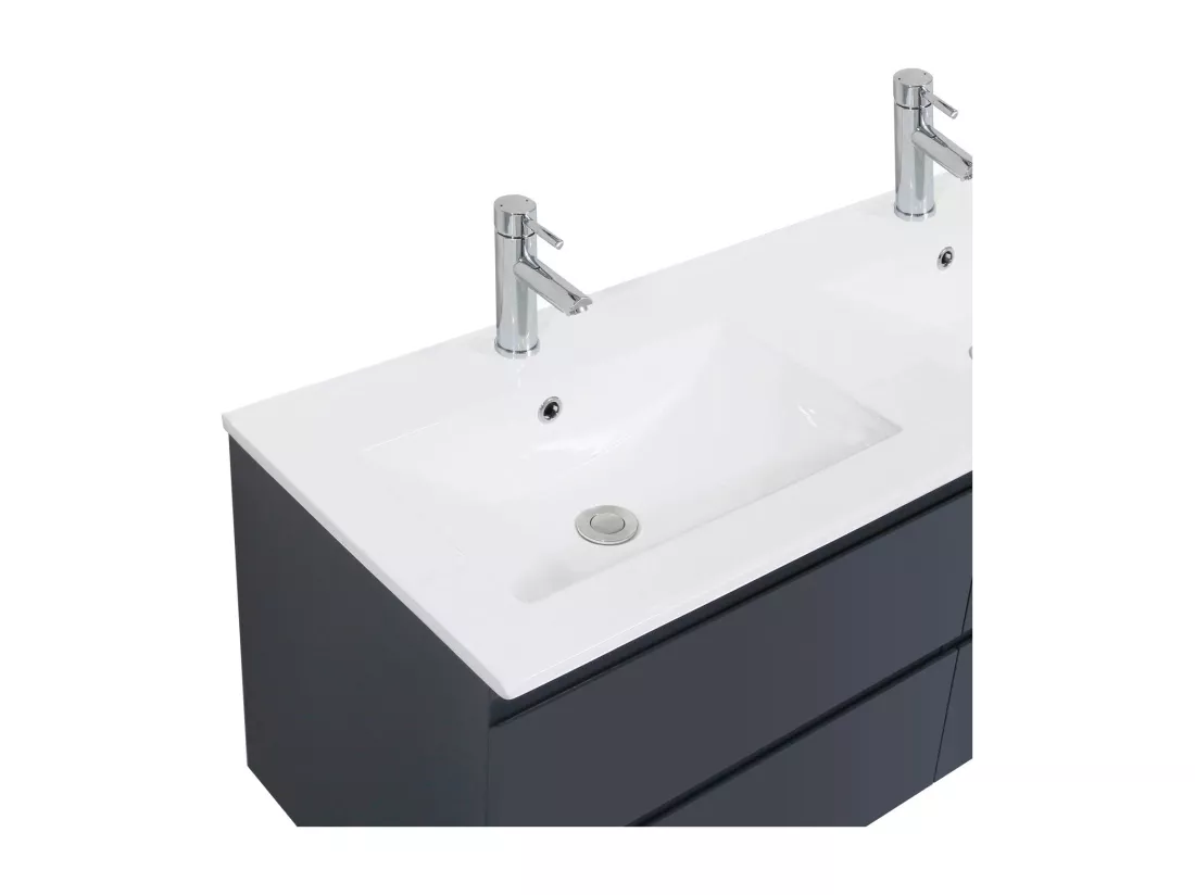 Meuble double vasque gris anthracite 120cm + plan double vasque