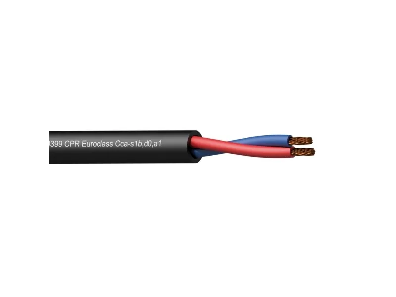 PROCAB CLS225-CCA/1 – Loudspeaker cable - 2 x 2.5 mm2 - 13 AWG - EN50399 CPR Euroclass Cca-s1b,d0,a1 100 m wooden reel - Black version
