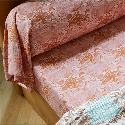 Linge de lit percale motif kiosque et feuillage - BECQUET CRÉATION