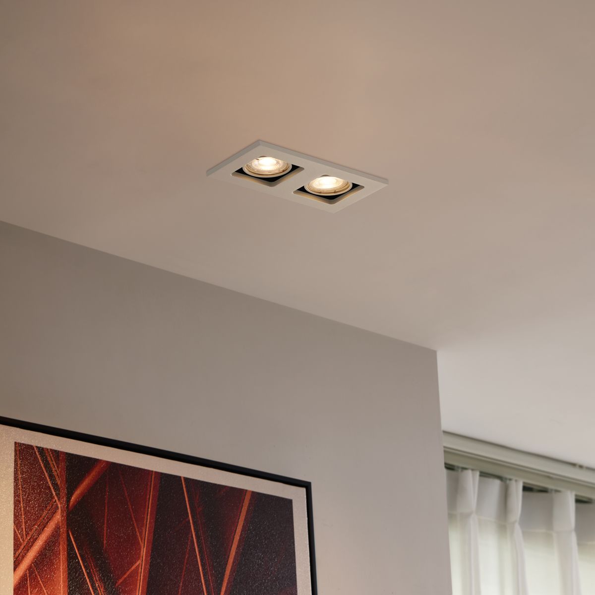 Moderne inbouwspot beige GU10 50mm draai- en kantelbaar 2-lichts - Qure