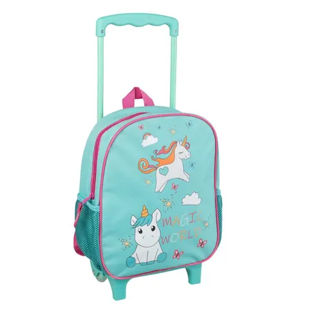 Idena Rucksack-Trolley Einhorn mit 2 Glitzer Rollen, türkis