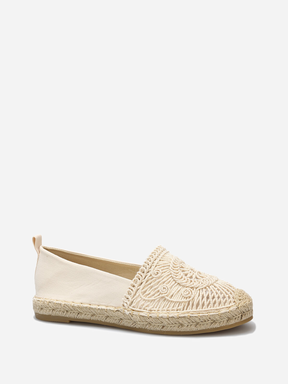 Espadrilles en tissu et crochet- Beige