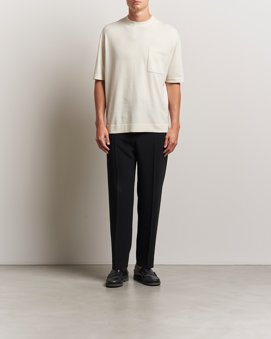 BOSS BLACK Jervaiso Cotton/Silk Knitted T-Shirt Open White
