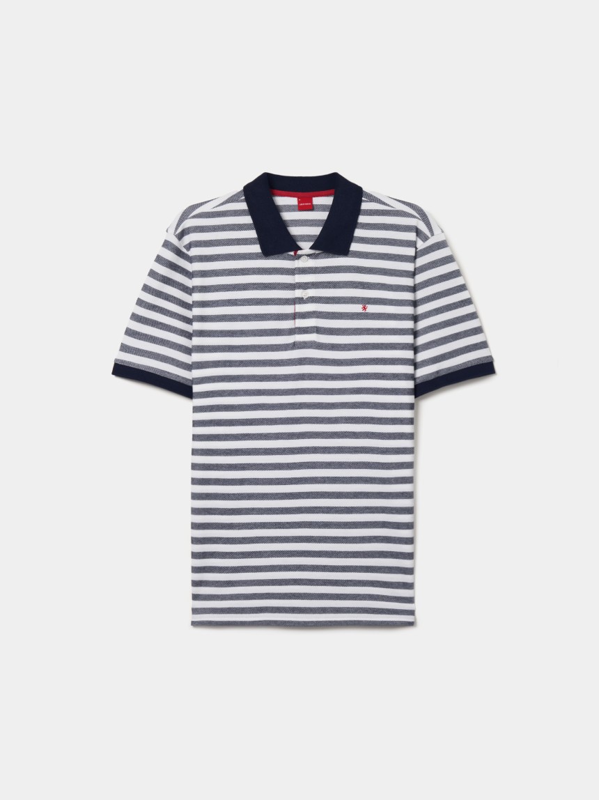 Polo de manga curta às riscas