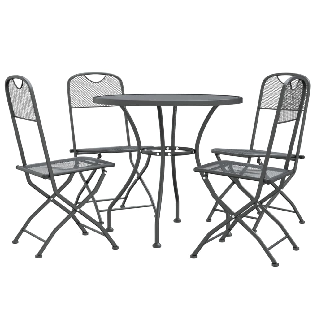 Mobilier à dîner de jardin 5 pièces maille métal anthracite