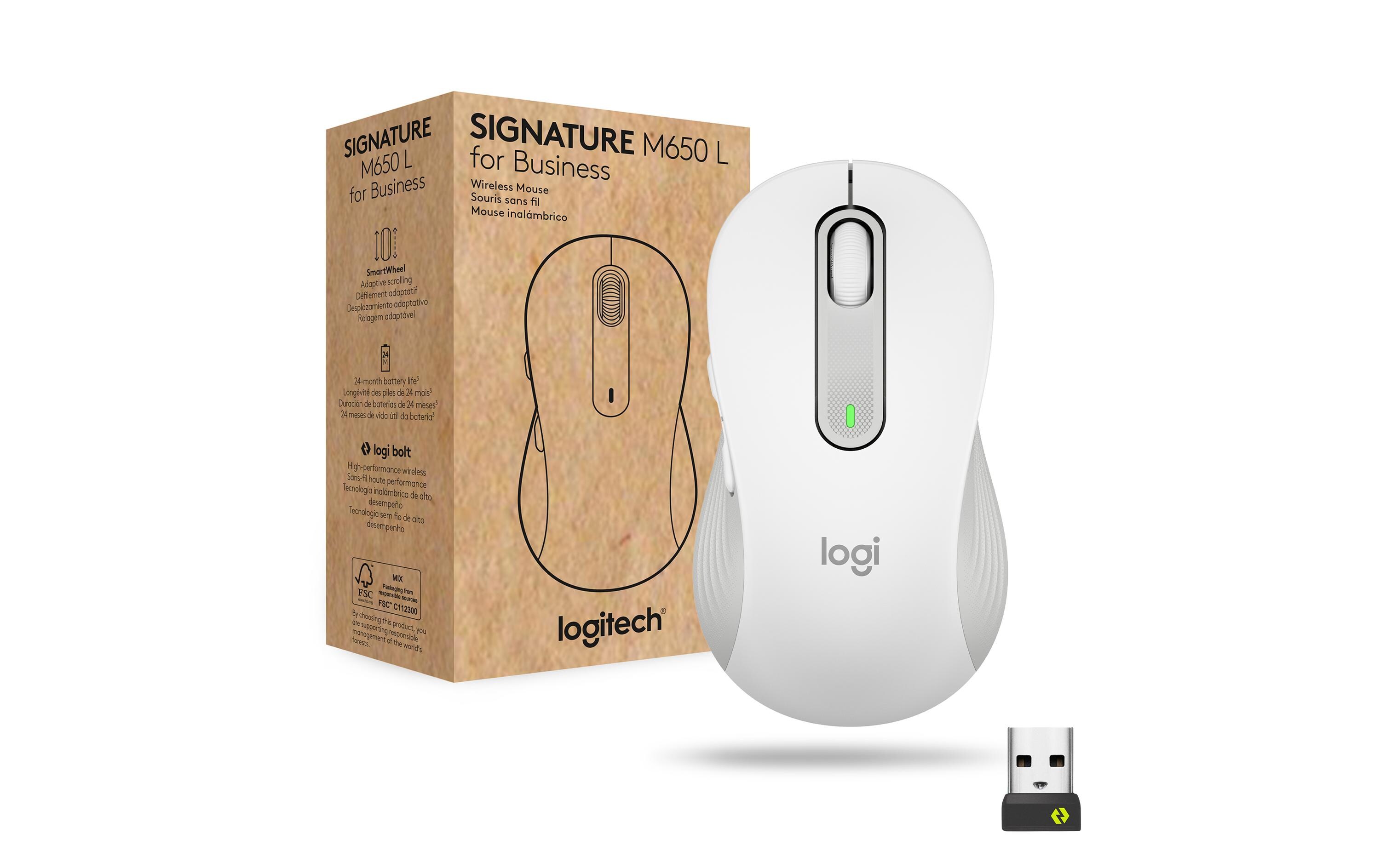 Maus Signature M650 L for Business WeissLogitech Wireless Mouse Signature M650 4000dpi Optisch weiss