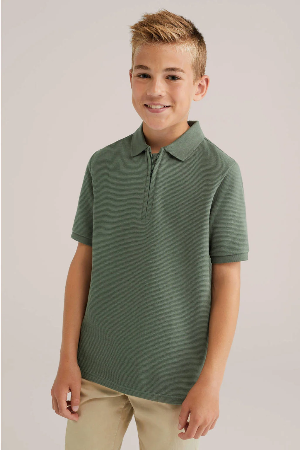 WE Fashion Blue Ridge polo olijfgroen