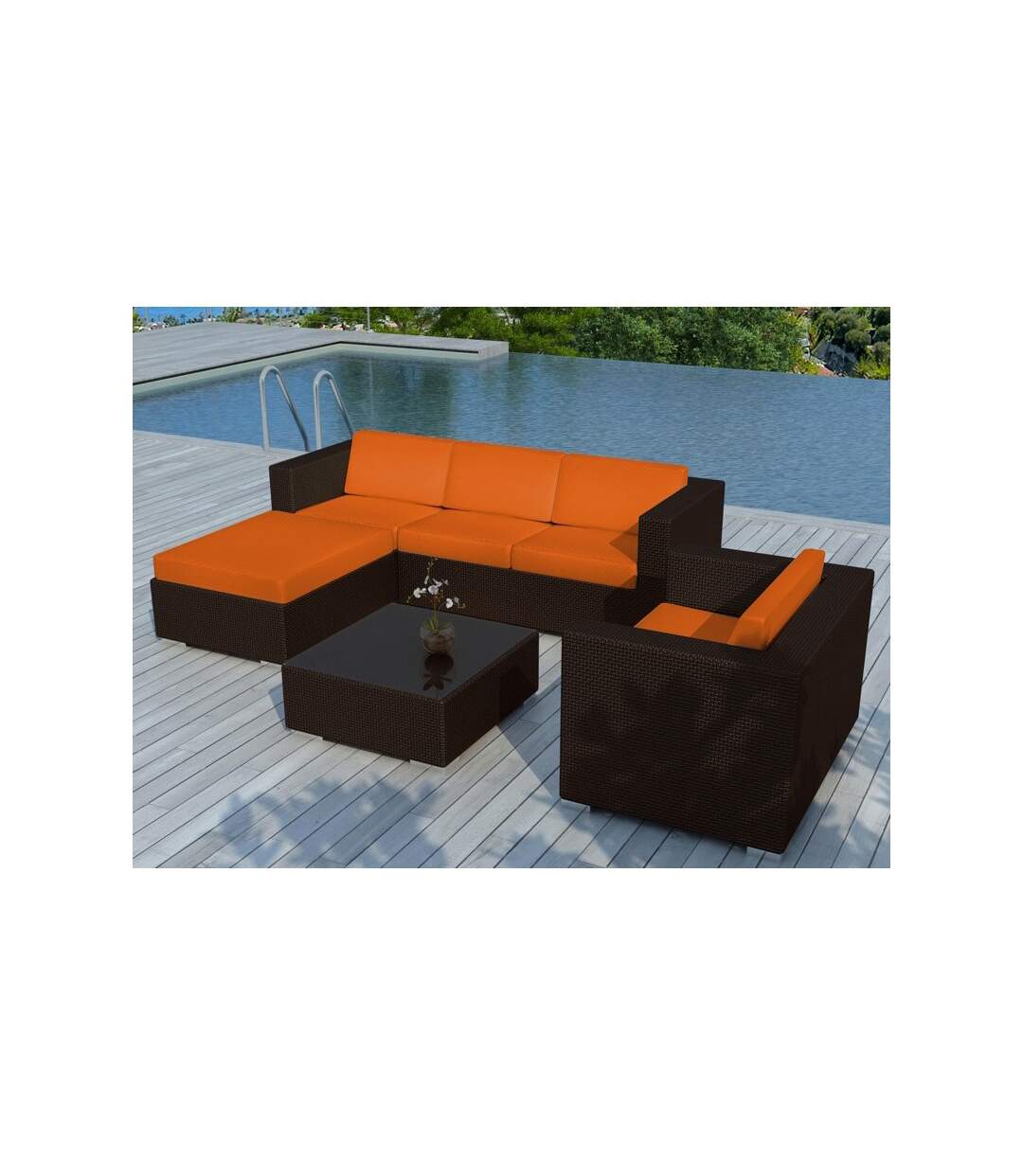 Paris Prix - Salon De Jardin En Résine valentino Orange & Marron