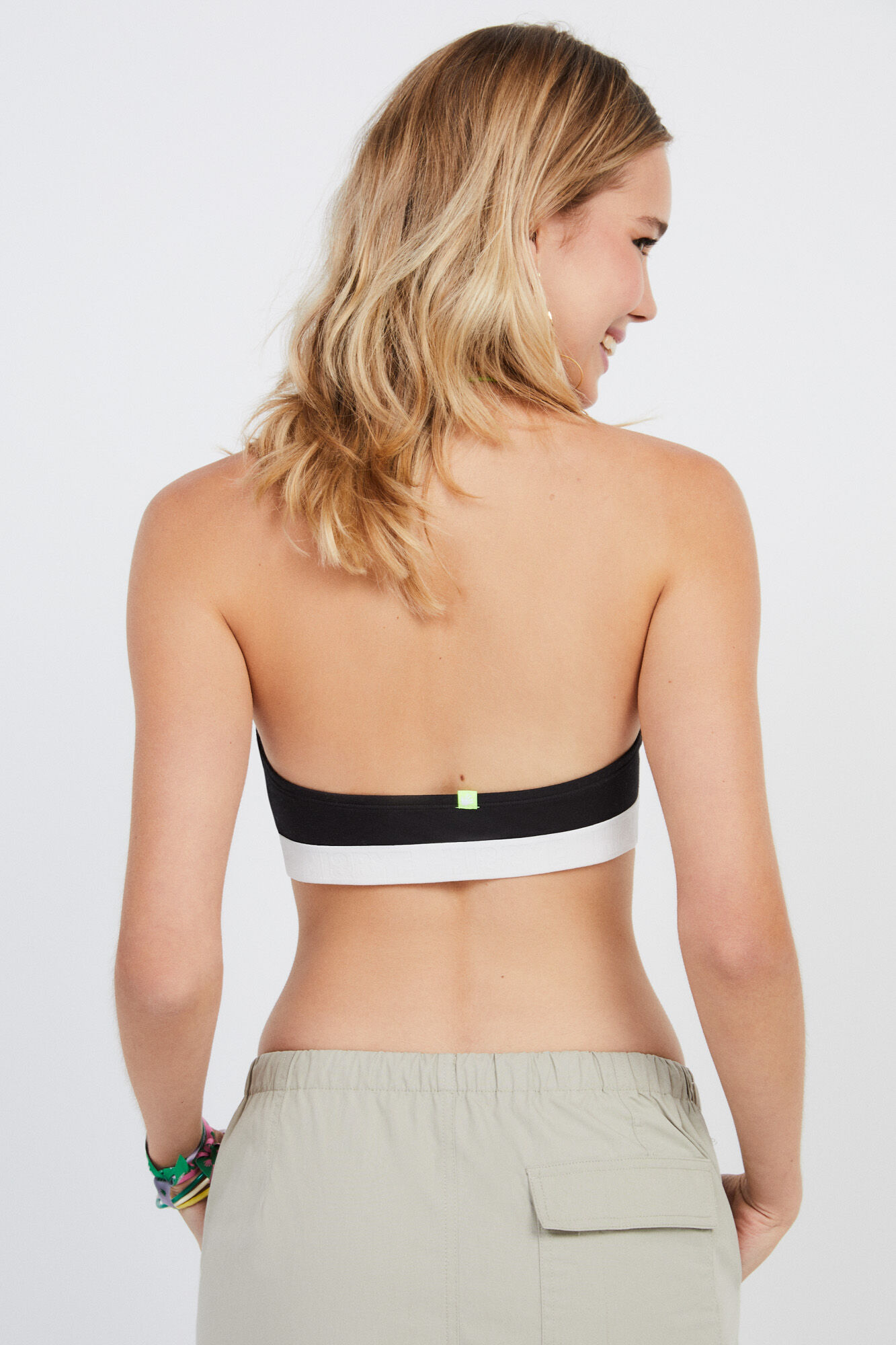 Top bandeau preto de algodão