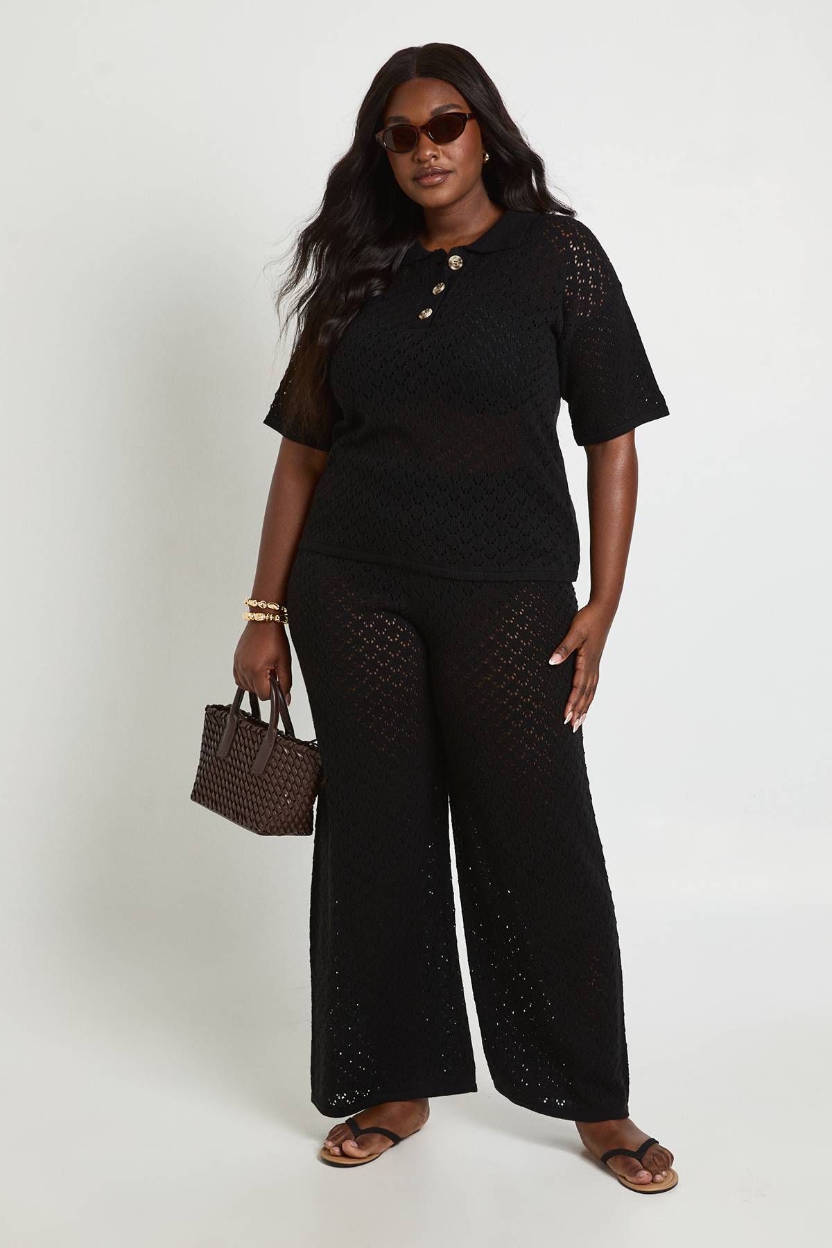 boohoo Haut De Plage Grande Taille En Maille À Col En V