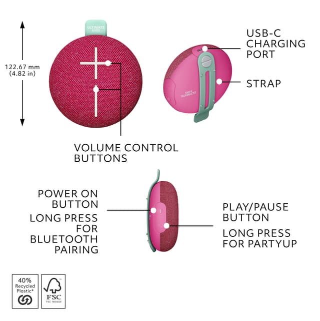 Ultimate Ears MINIROLL bærbar højttaler (pink)