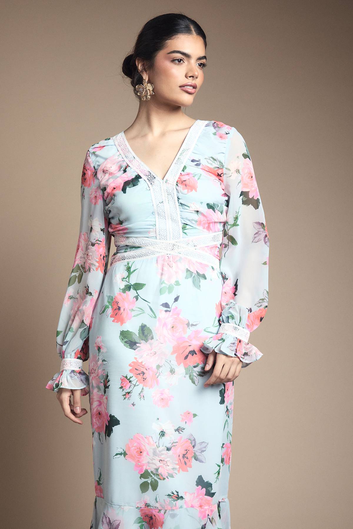 Oasis Robe Midi Étagée À Coupe Biais