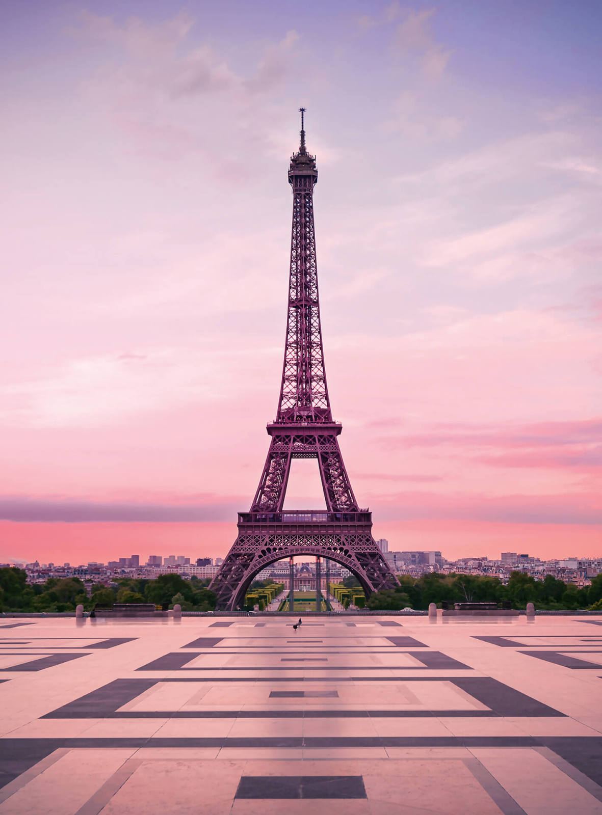 Fototapete DESIGNWALLS 2.0 - rosa-lila - Eiffelturm - 2,6 Meter