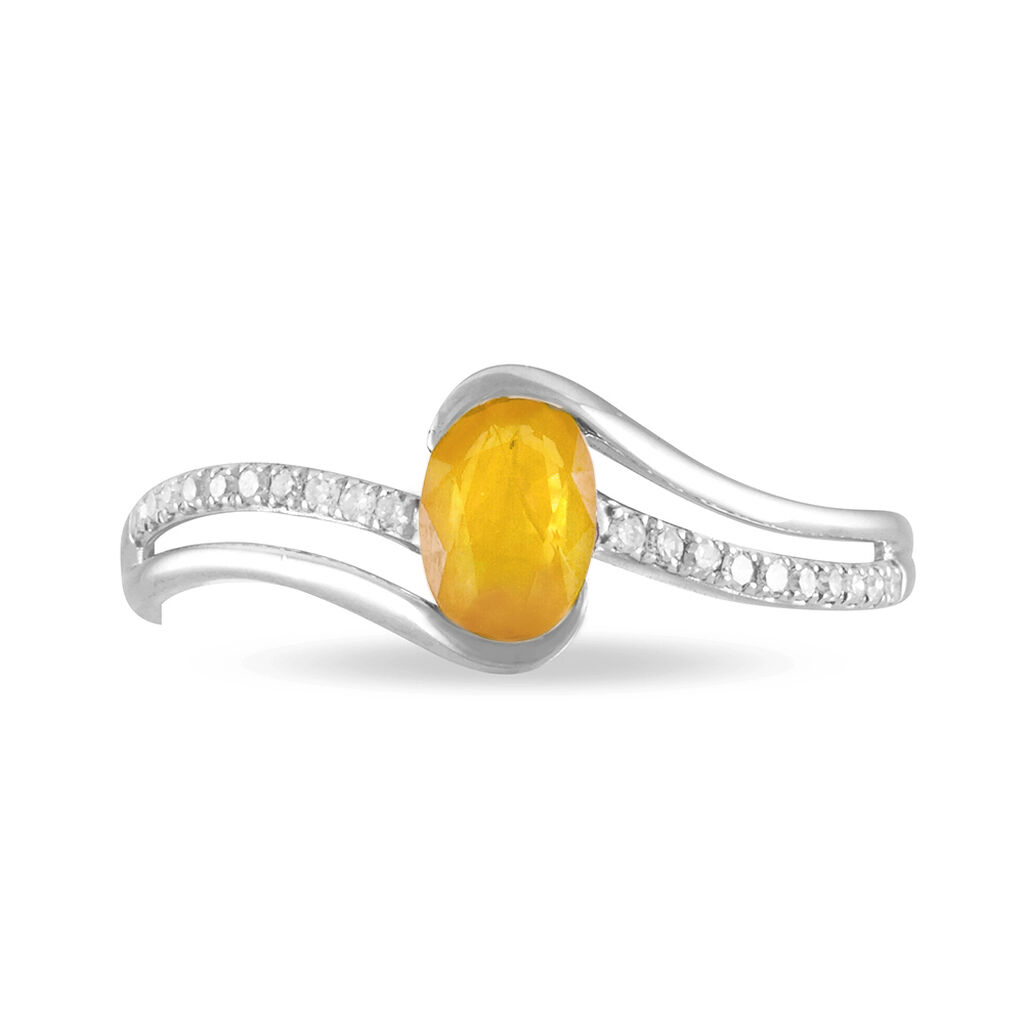Bague Anja Or Blanc Citrine Et Diamant
